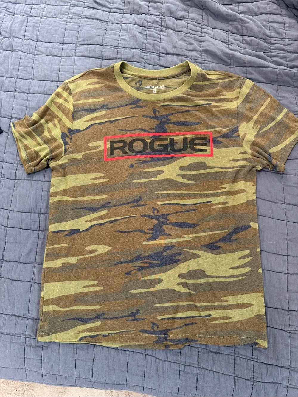 Rogue Camo Logo T-Shirt in Olive, Brown and Navy - Picture 1 of 3